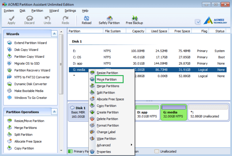 how to move index partition to another tablespace