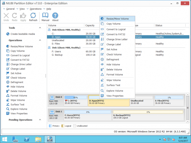 Moveaddmerge Unallocated Space In Windows Server 2012 R2 7720