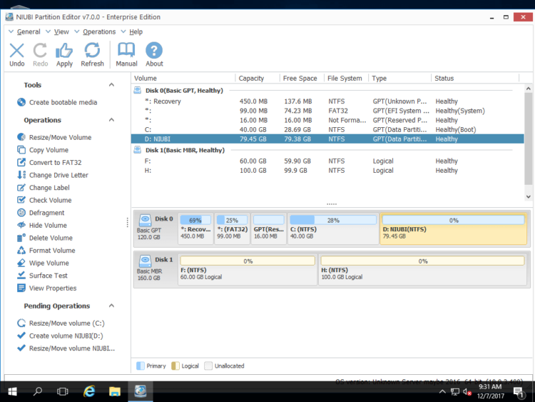 How to shrink C drive in Windows Server 2016?